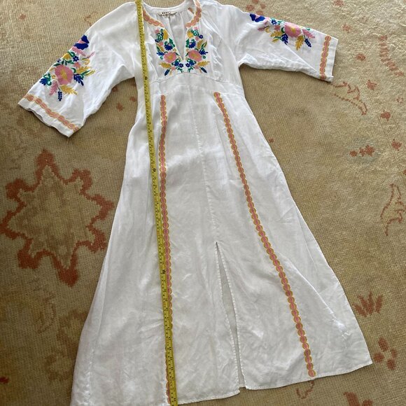 Boden Una Linen Embroidered Maxi Dress, Floral Garland, Ivory, 6P - Picture 8 of 11